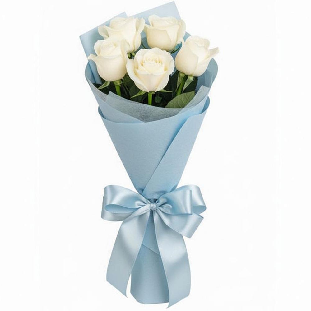Букет 5 Белых роз Проуд в Пестово Новгородская область