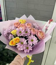 Букет цветов из:  Хризантемы и Розы #REPLACE_PRED# Пестово Новгородская область