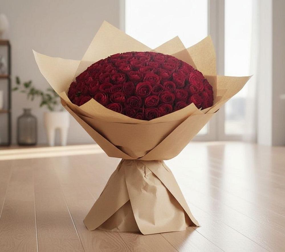 Букет 101 Красная роза в Пестово Новгородская область